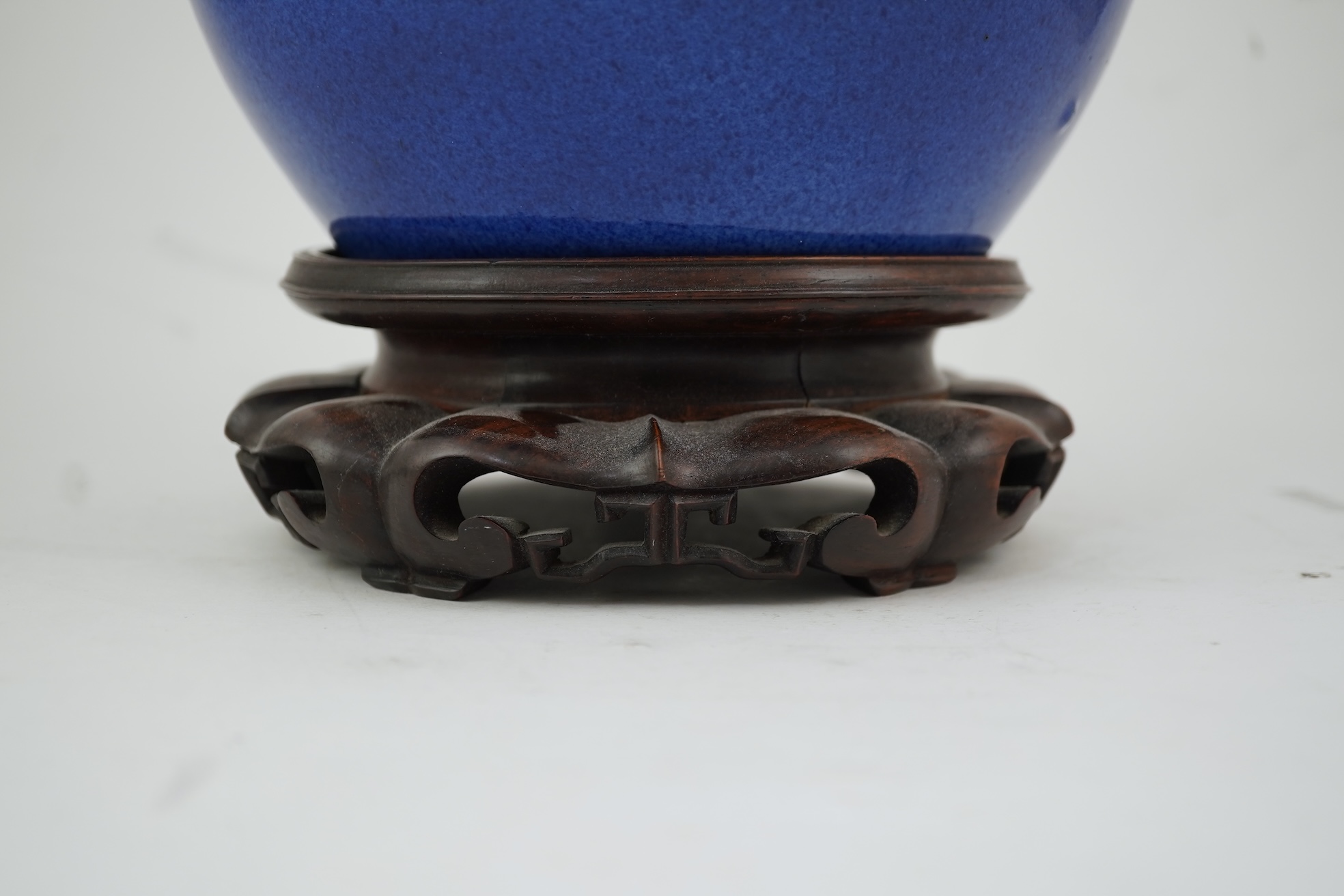 A Chinese powder blue glazed globular jar, 19th century